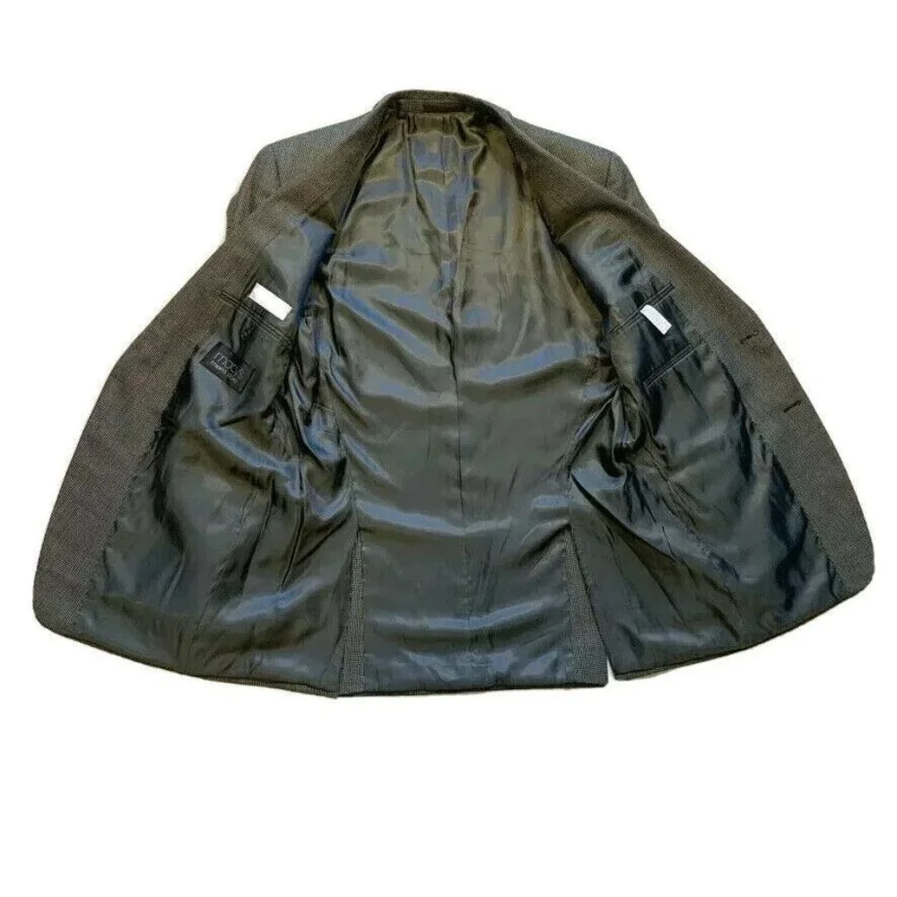 Calvin Klein Nailhead Silk‎ Wool Blazer Sport Jacket Coat Two Button 40L EUC